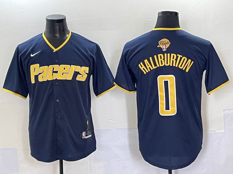 Men 2025 Indiana Pacers #0 Haliburton Blue Joint Name NBA Jersey style 24